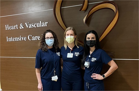 PPMC HVICU nurses Dolores Risica, Elizabeth Haemmerle, and Kelsey Tirona